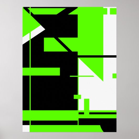 Hellgrün, Schwarz-Weiß-Geometrie-Abstrakt Poster (Vorne)