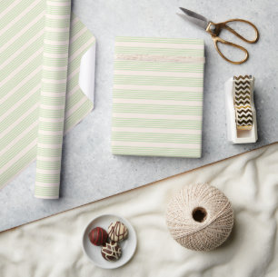 Hellgrün und beige, fünf Streifen Geschenkpapier