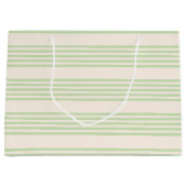 Hellgrün und beige, fünf Streifen Große Geschenktüte (Vorderseite)