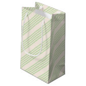 Hellgrün und beige, fünf Streifen Kleine Geschenktüte (Rückseite Schrägansicht)