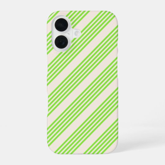 Hellgrün und beige gestreiftes Fünfstreifenmuster iPhone 16 Hülle (Rückseite)