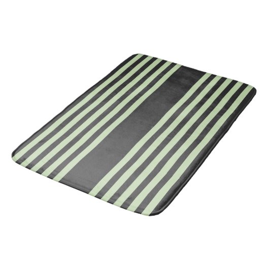 Hellgrün und fünf Streifen aus Holzkohle Badematte (Schrägansicht)