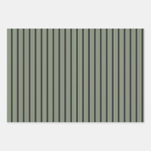 Hellgrün und fünf Streifen aus Holzkohle Geschenkpapier Set (Vorderseite 3)