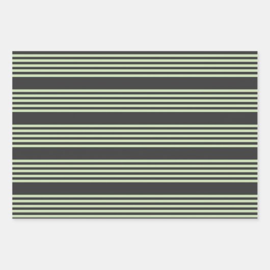 Hellgrün und fünf Streifen aus Holzkohle Geschenkpapier Set (Vorderseite)