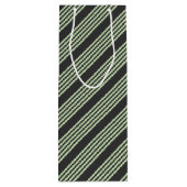 Hellgrün und fünf Streifen aus Holzkohle Geschenktüte Für Weinflaschen (Rückseite)