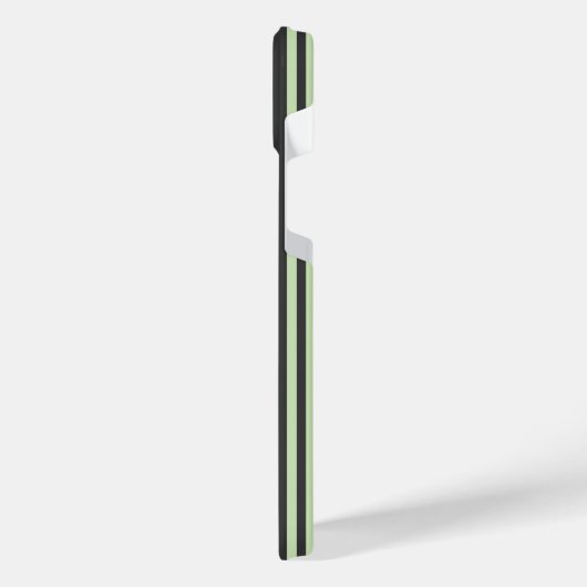 Hellgrün und fünf Streifen aus Holzkohle iPhone Hülle (Linke Seite)