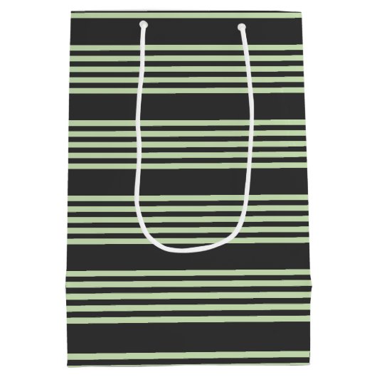 Hellgrün und fünf Streifen aus Holzkohle Mittlere Geschenktüte (Rückseite)
