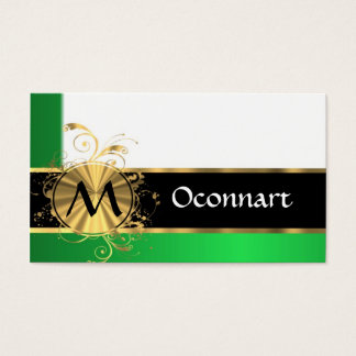 Hellgrün und Goldmonogramm