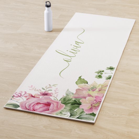 Hellgrün und rosa Monogramm Yogamatte (Beispiel)
