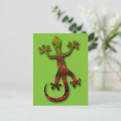 Hellgrün und rot Orange Gecko Postkarte (Stehend Vorderseite)