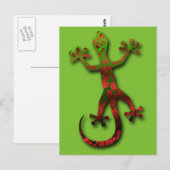 Hellgrün und rot Orange Gecko Postkarte (Vorne/Hinten)