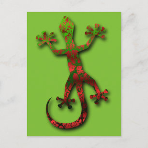 Hellgrün und rot Orange Gecko Postkarte