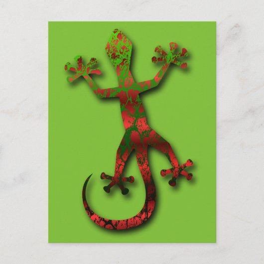 Hellgrün und rot Orange Gecko Postkarte (Vorderseite)