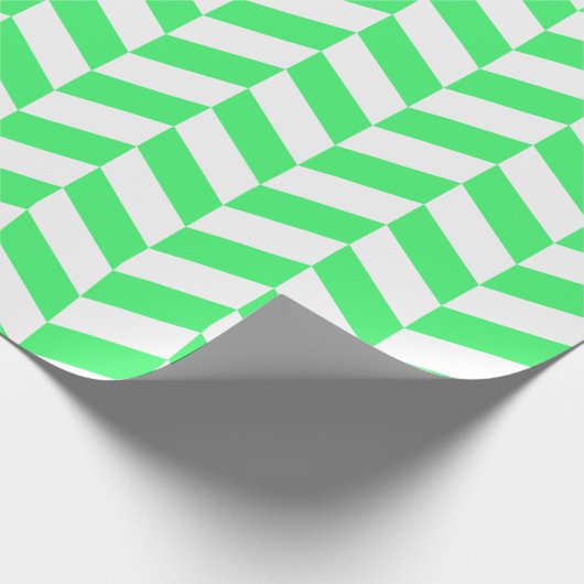 Hellgrün und weiß Extra große Herringbone Geschenkpapier (Ecke)