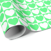 Hellgrün und weiß kariert mit Herz Geschenkpapier (Rolleneckpunkt)