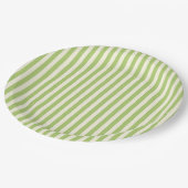 Hellgrün vintage Ticking Stripe Farmhouse Pappteller (Schrägansicht)