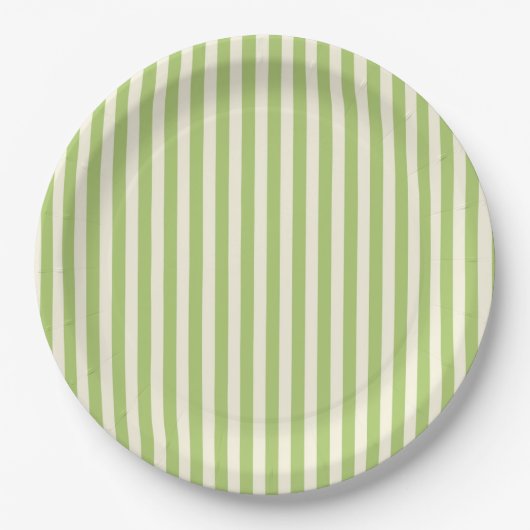 Hellgrün vintage Ticking Stripe Farmhouse Pappteller (Vorderseite)