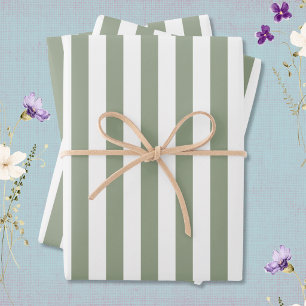 Hellgrün-weiß gestreift geschenkpapier set