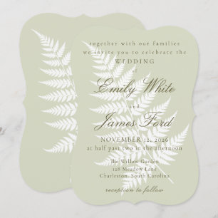 Hellgrün-weiße Farne 5x7 Bracket-Hochzeitseinladun Einladung