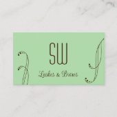 Hellgrünbraune Farbe Verziert mit Monogramm und Fo Visitenkarte (Vorderseite)
