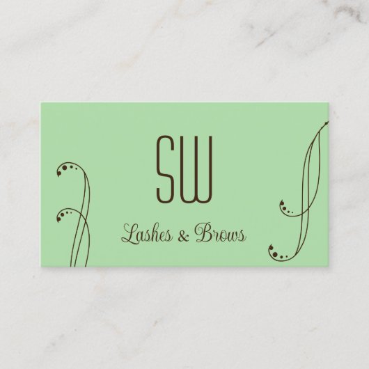 Hellgrünbraune Farbe Verziert mit Monogramm und Fo Visitenkarte (Vorderseite)