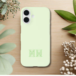 Hellgrüne Anfangsbuchstaben Monogramm Einfach Mini iPhone 16 Hülle