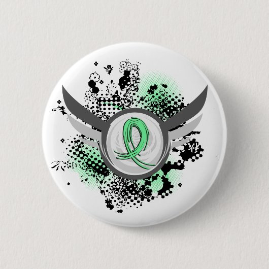Hellgrüne Band-und Flügel-Zöliakie Button (Vorderseite)