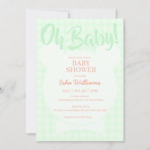 Hellgrüne Bär Fliege Oh Baby Shower Einladung