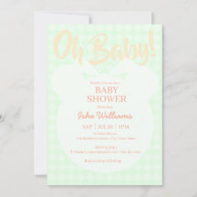 Hellgrüne Bär Orange Oh Baby Shower Einladung