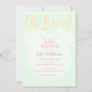 Hellgrüne Bär Orange Oh Baby Shower Einladung