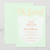 Hellgrüne Bär Orange Oh Baby Shower Einladung (Vorne/Hinten)
