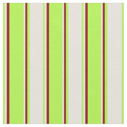 Hellgrüne, beige und dunkle rote Linien Stoff (Nahaufnahme)