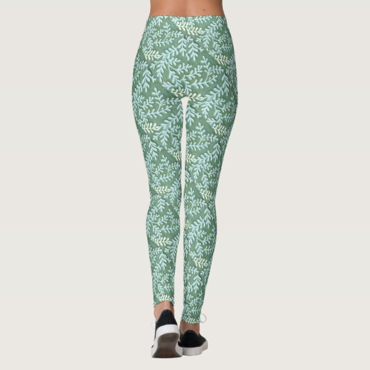 Hellgrüne Blätter Leggings (Rückseite)