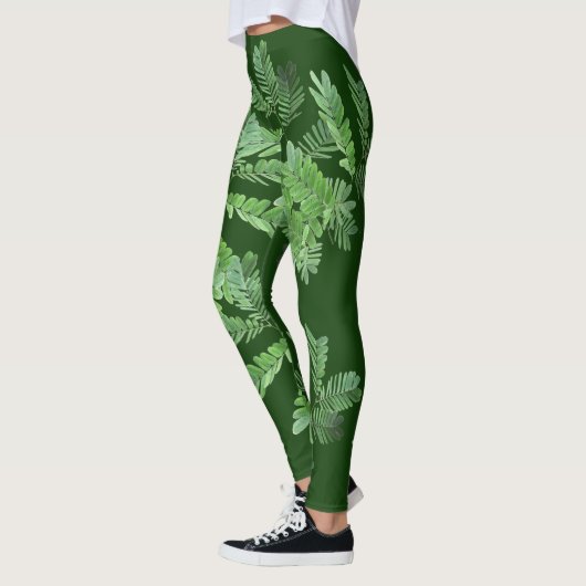 Hellgrüne Blätter Leggings (Links)