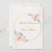 Hellgrüne Blätter und islamische Hochzeit mit Blum Einladung (Rückseite)