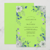 Hellgrüne Blumige Hochzeit Einladung (Vorne/Hinten)