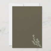 Hellgrüne Boho-Minimal-Botanik-Blumenstrauß Einladung (Rückseite)