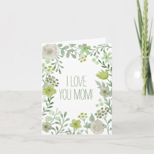 Hellgrüne botanische Blume I Liebe You Mama Karte