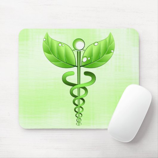 Hellgrüne Caduceus Alternative Medical Mousepad (Mit Mouse)