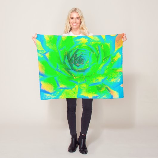 Hellgrüne Chartreuse Sukkulente Sedumrosette Fleecedecke (Beispiel)