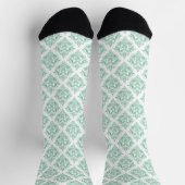 Hellgrüne Damasken Muster auf weißem Hintergrund Socken (Oben)