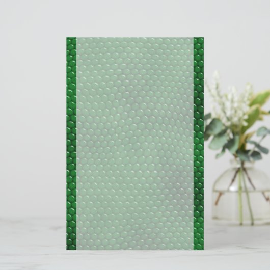 Hellgrüne Eidechsen-Haut stuft Briefpapier ein (Stehend Vorderseite)