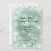 Hellgrüne elegante silberne Glitter-Hochzeit Einladung (Vorderseite)
