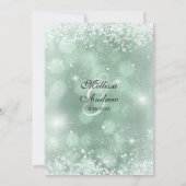 Hellgrüne elegante silberne Glitter-Hochzeit Einladung (Rückseite)