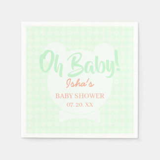 Hellgrüne Fliege Bär Baby Shower Papier Serviette