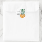 Hellgrüne gelbe Ananas, die Ihren Textaufkleber tr Runder Aufkleber (Tasche)