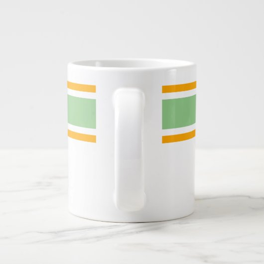 Hellgrüne, gelbe, oberflächliche Streifen auf Weiß Jumbo-Tasse (Rückseite)