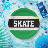 Hellgrüne, gelbe SKATE Racing Streifen Pappteller (Party)