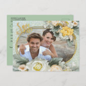 Hellgrüne, gelbe und weiße Mandalase Ankündigungspostkarte (Vorne/Hinten)