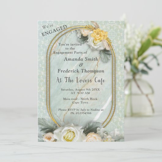 Hellgrüne, gelbe und weiße Mandalase Einladung (Stehend Vorderseite)